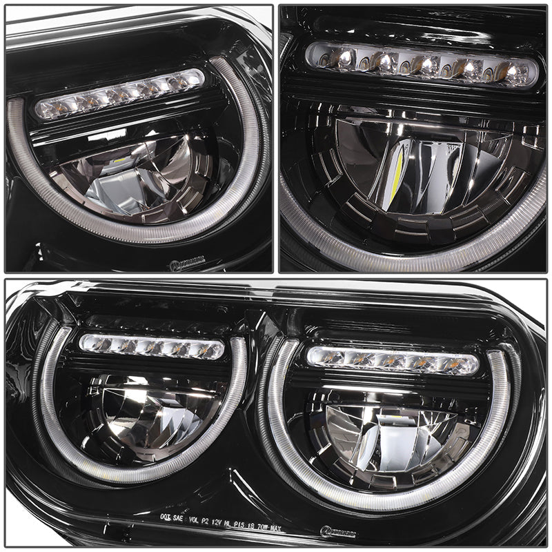 LED DRL Halo Projector Headlights<br>08-14 Dodge Challenger