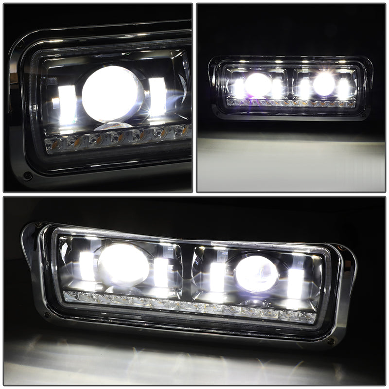 LED DRL Halo Projector Headlights<br>81-19 Kenworth W900 Western Star 4800