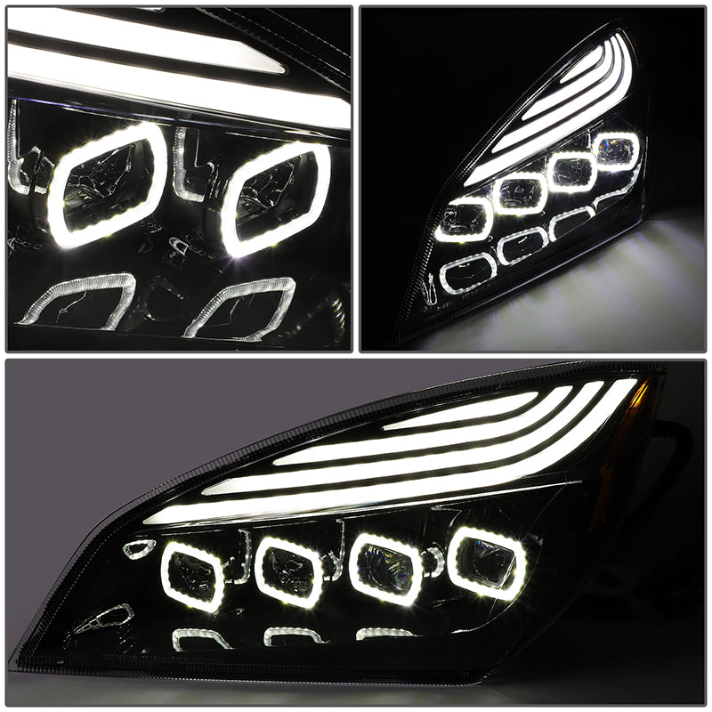 LED DRL Halo Sequential Projector Headlights<br>18-21 Freightliner Cascadia