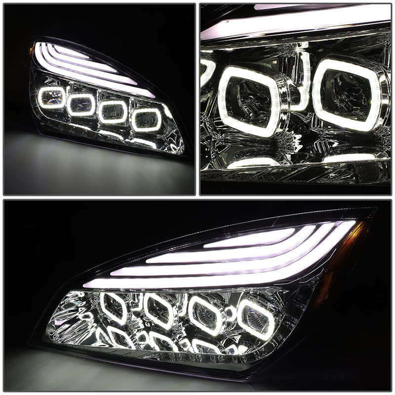 LED DRL Halo Sequential Projector Headlights<br>18-21 Freightliner Cascadia