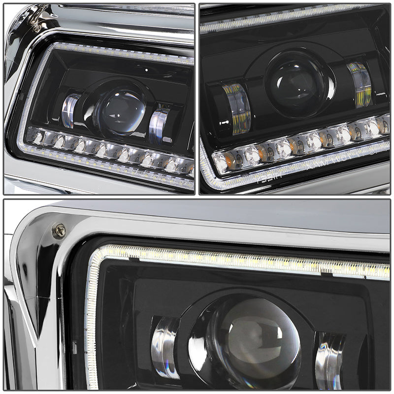 LED DRL Halo Sequential Projector Headlights<br>81-88 Peterbilt 359, 87-07 379, 08-21 389