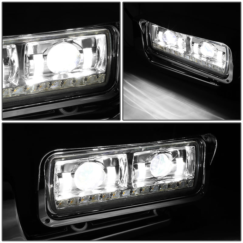 LED DRL Halo Sequential Projector Headlights<br>81-88 Peterbilt 359, 87-07 379, 08-21 389