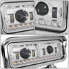 LED DRL Halo Sequential Projector Headlights<br>81-88 Peterbilt 359, 87-07 379, 08-21 389