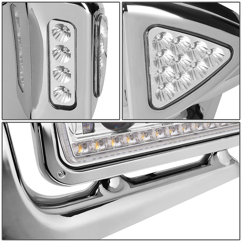 LED DRL Halo Sequential Projector Headlights<br>81-88 Peterbilt 359, 87-07 379, 08-21 389