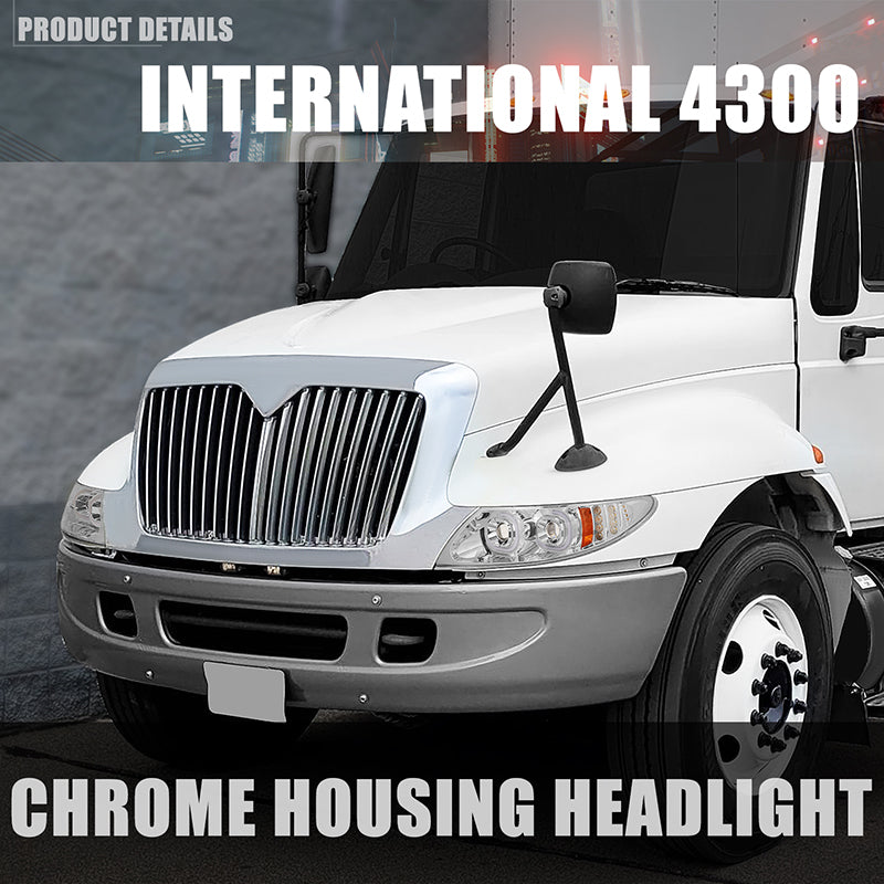 LED DRL Halo Projector Headlights (Chrome) <br>02-16 International 4300-4400Lp