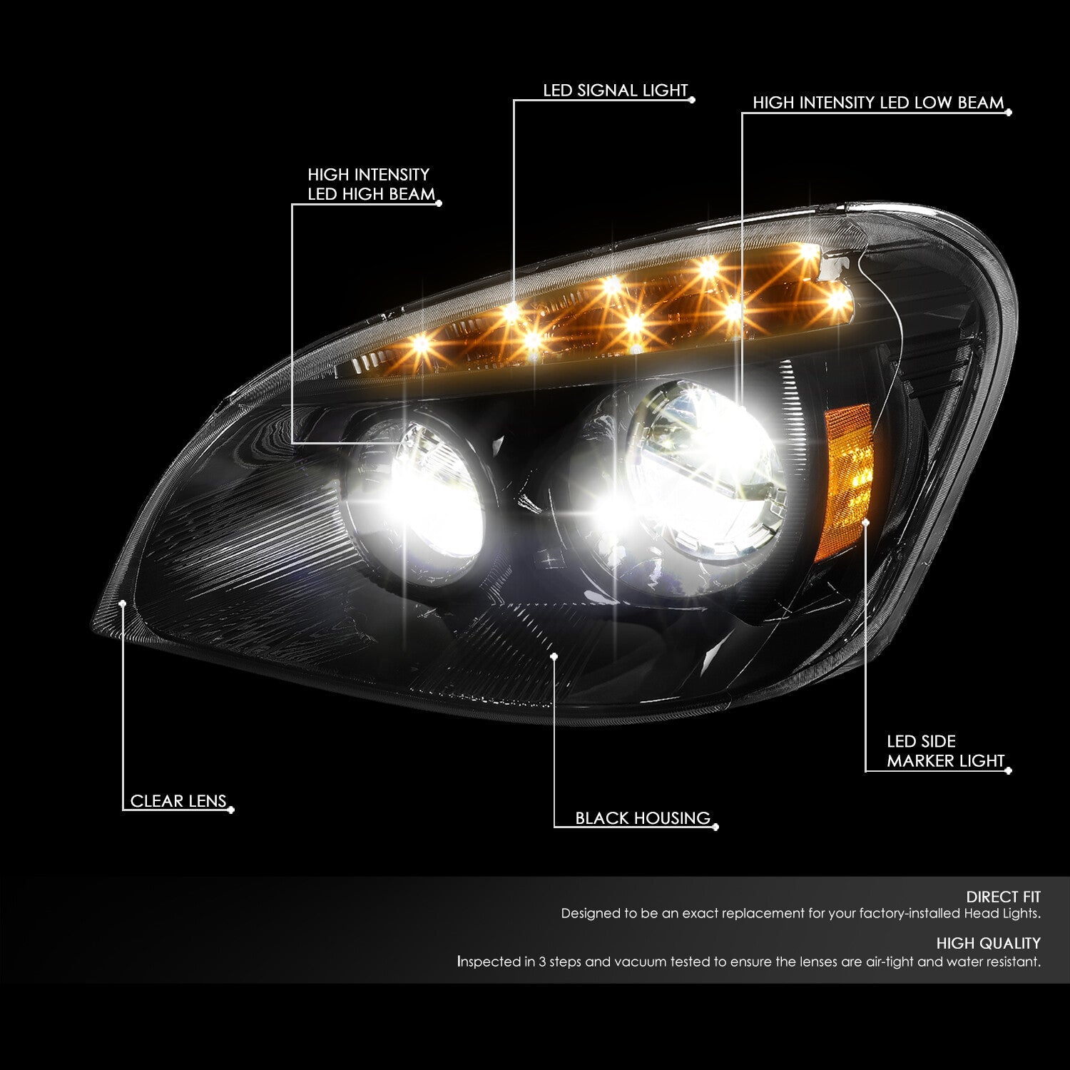 Projector Headlights<br>08-17 Freightliner Cascadia