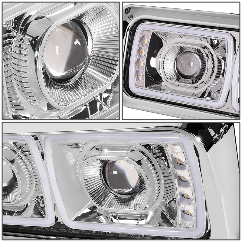 LED DRL Halo Headlights<br>86-07 Kenworth T600A Peterbilt 378 379