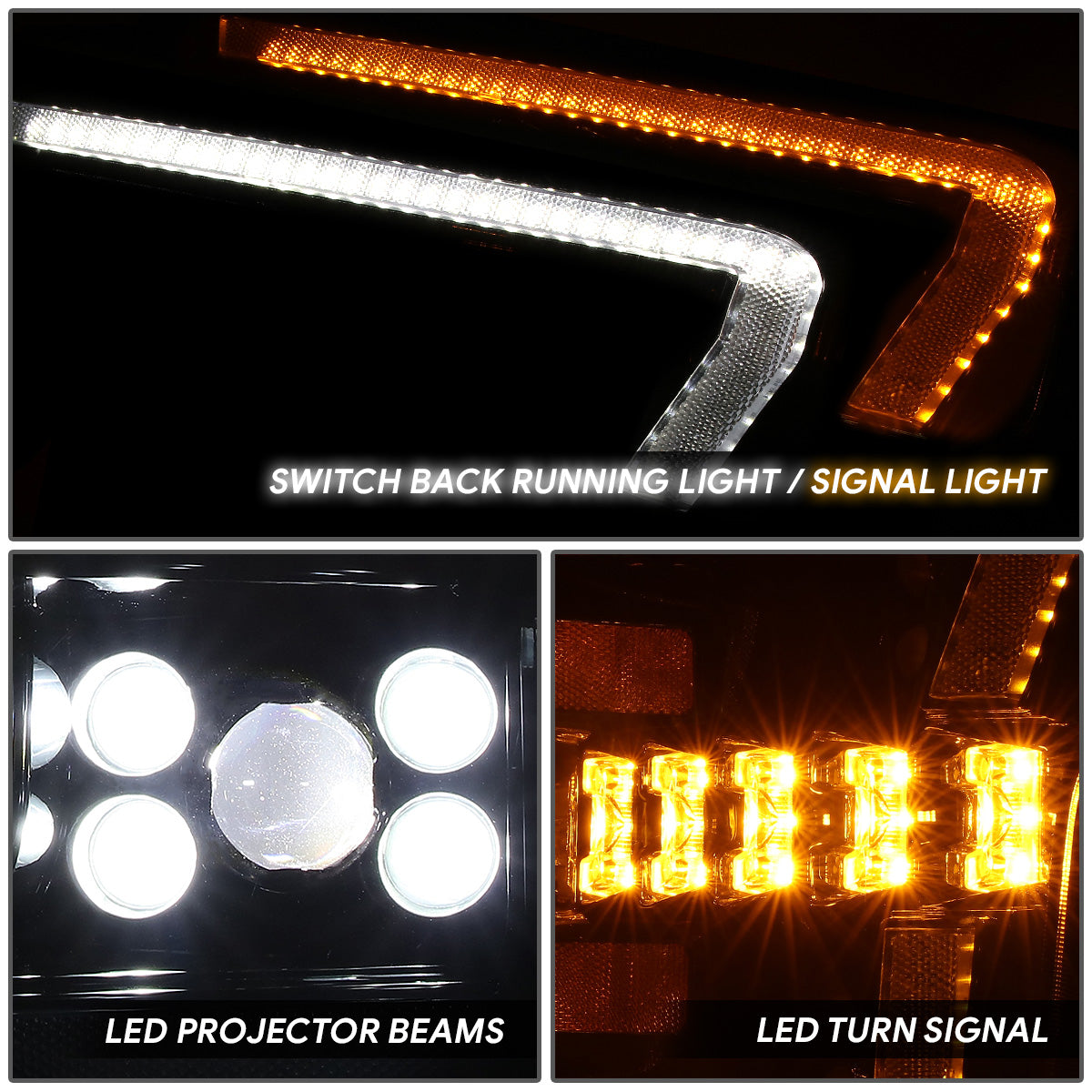 LED DRL Sequential Switchback Projector Headlights<br>18-20 Ford F-150