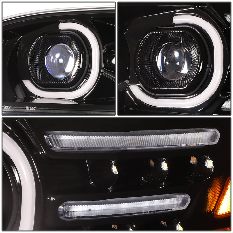 LED DRL Halo Projector Headlights<br>10-20 Peterbilt 337 348