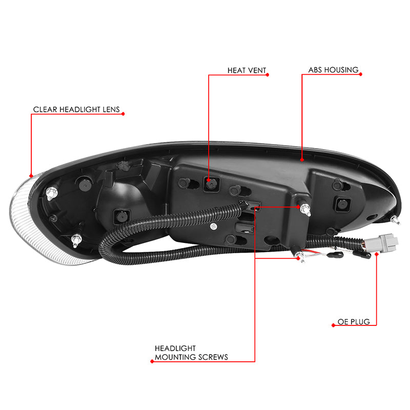 LED DRL Halo Projector Headlights<br>10-20 Peterbilt 337 348