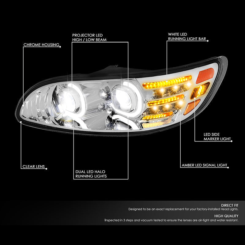 LED DRL Halo Projector Headlights<br>10-20 Peterbilt 337 348