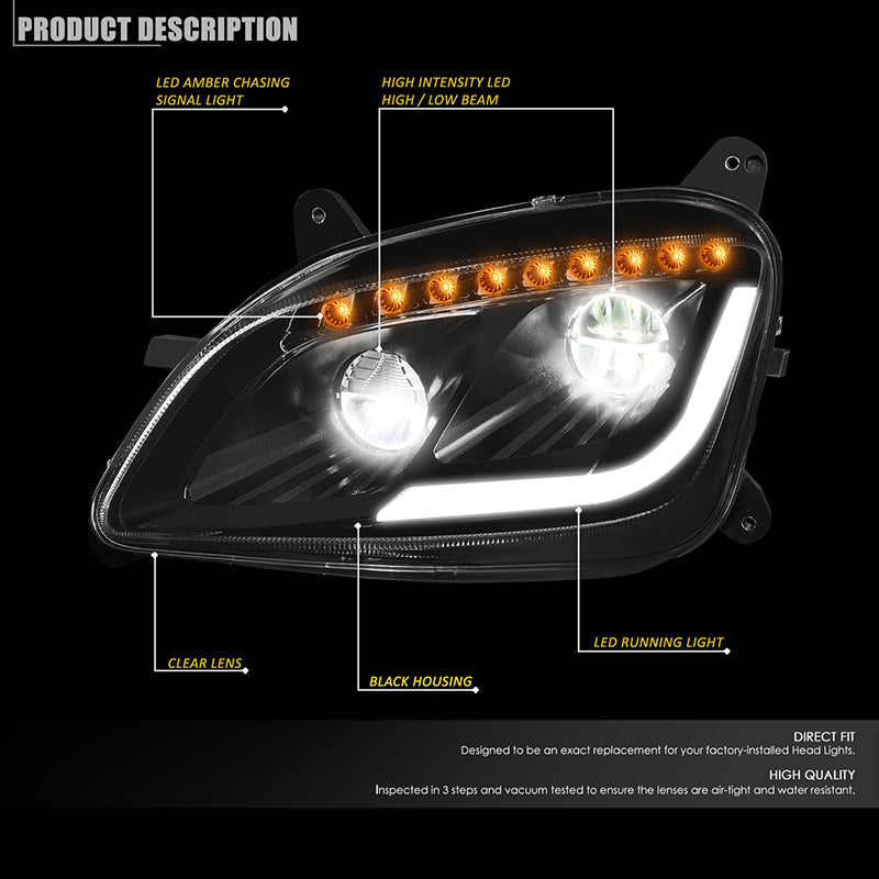 LED DRL Sequential Headlights <br>13-20 Peterbilt 579, 11-18 587