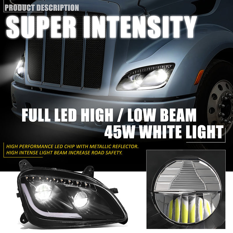 LED DRL Sequential Headlights <br>13-20 Peterbilt 579, 11-18 587