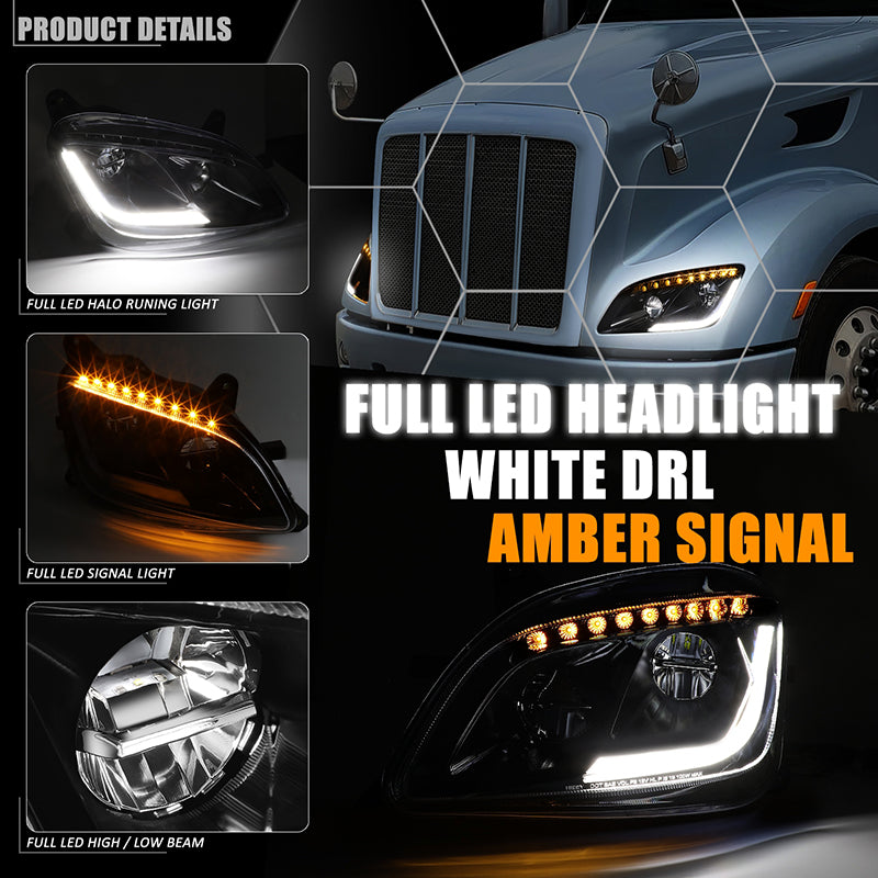 LED DRL Sequential Headlights <br>13-20 Peterbilt 579, 11-18 587