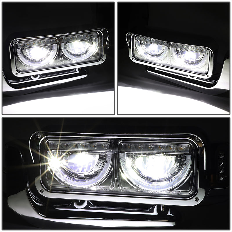 LED DRL Halo Headlights<br>81-88 Peterbilt 359, 87-07 379, 08-21 389