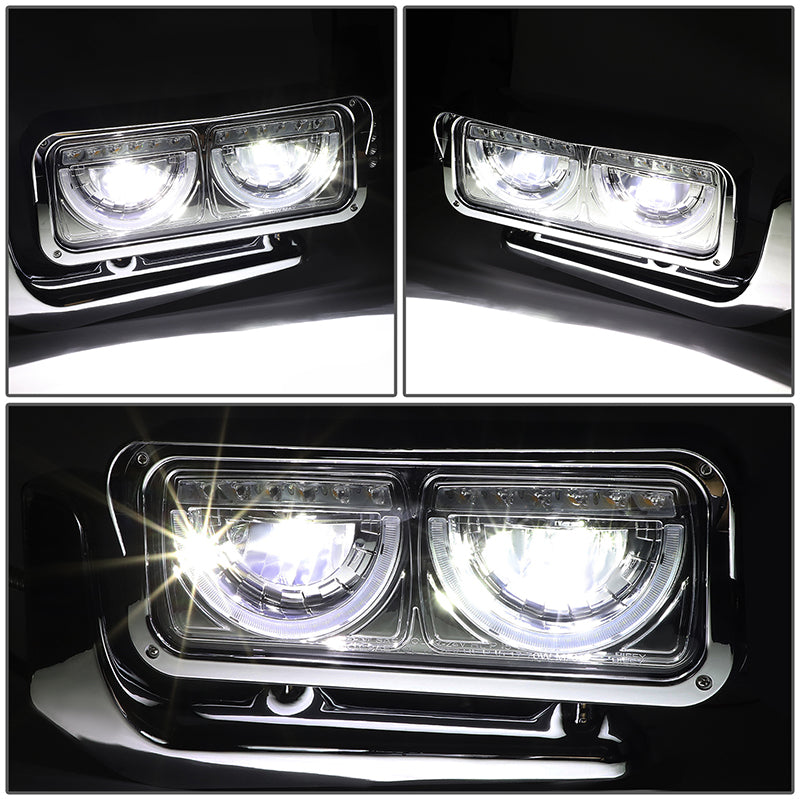 LED DRL Halo Headlights<br>81-88 Peterbilt 359, 87-07 379, 08-21 389