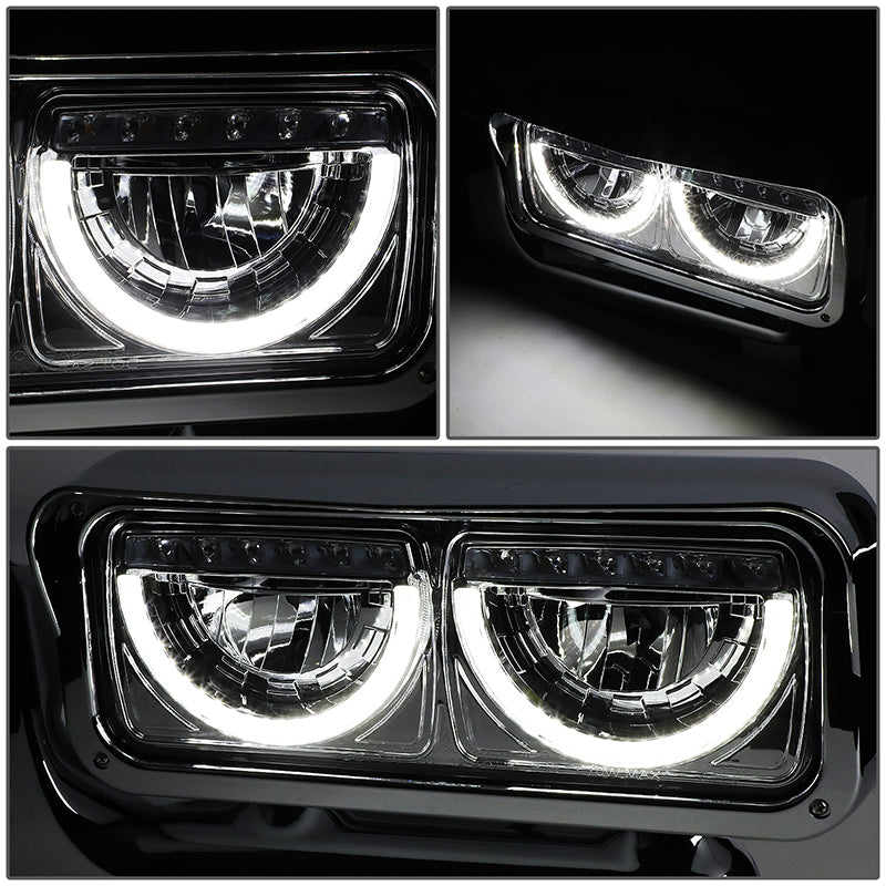 LED DRL Halo Headlights<br>81-88 Peterbilt 359, 87-07 379, 08-21 389