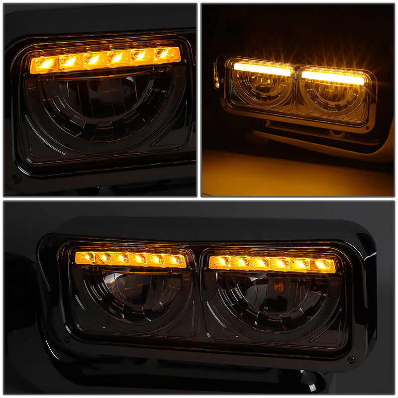 LED DRL Halo Headlights<br>81-88 Peterbilt 359, 87-07 379, 08-21 389