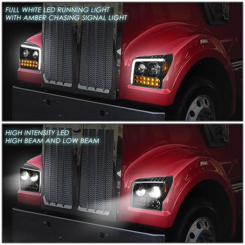 LED DRL Halo Sequential Headlights<br>19-22 Kenworth W990