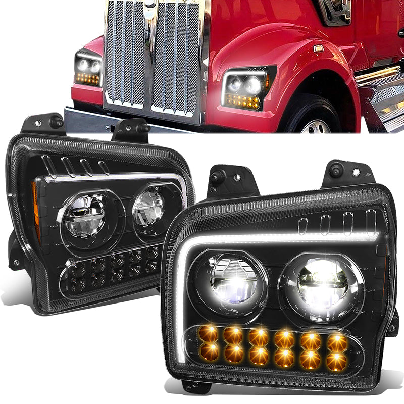 LED DRL Halo Sequential Headlights<br>19-22 Kenworth W990