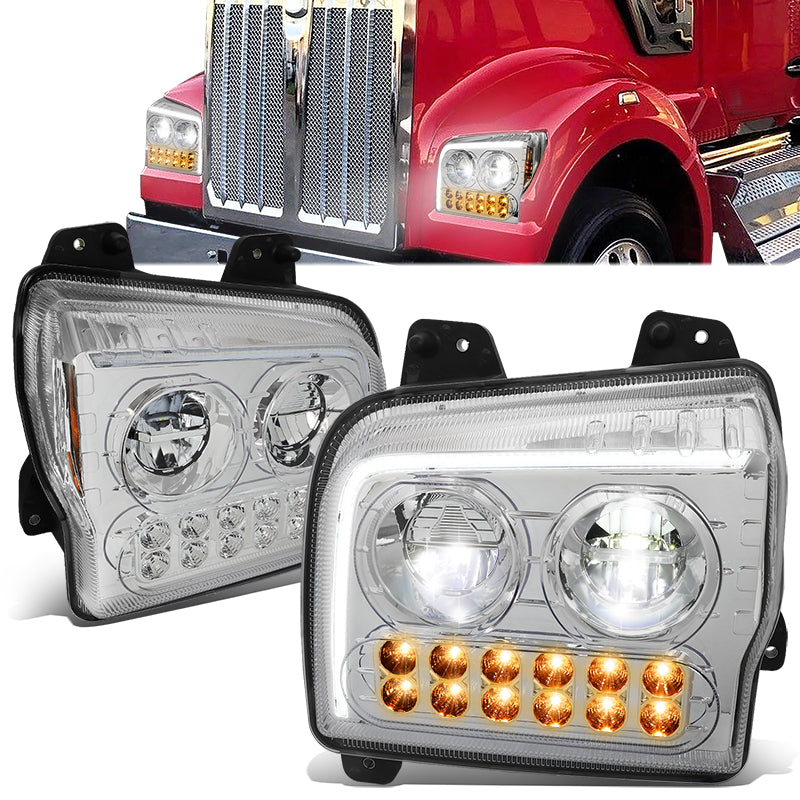 LED DRL Halo Sequential Headlights<br>19-22 Kenworth W990