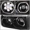 LED DRL Halo Sequential Projector Headlights<br>19-22 Kenworth T880