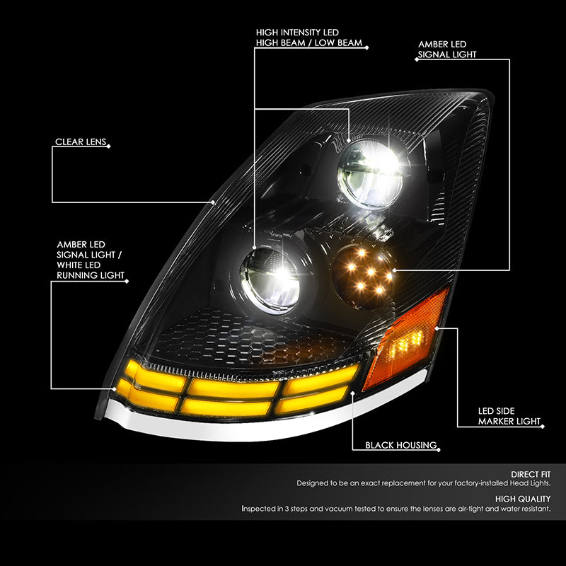 Switchback Headlights<br>03-17 Volvo VN VNL VNM VNX