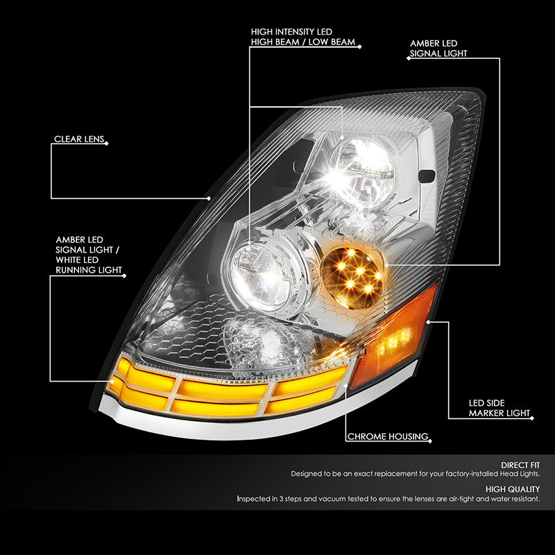 Switchback Headlights<br>03-17 Volvo VN VNL VNM VNX