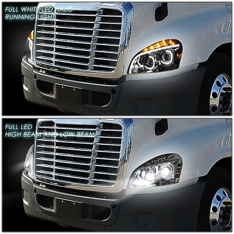 LED DRL Sequential Projector Headlights<br>08-17 Freightliner Cascadia