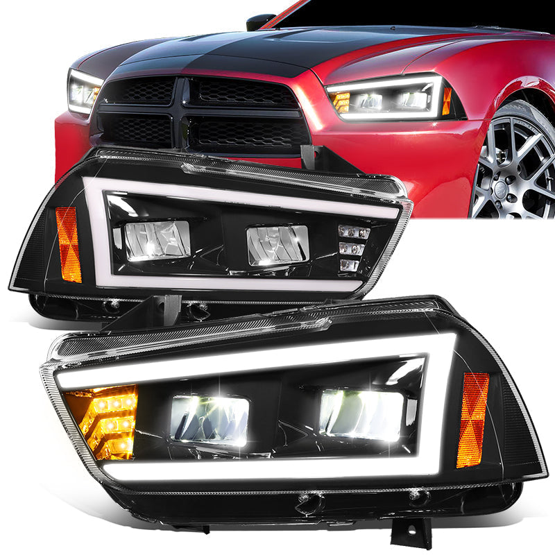 LED DRL Sequential Projector Headlights<br>11-14 Dodge Charger