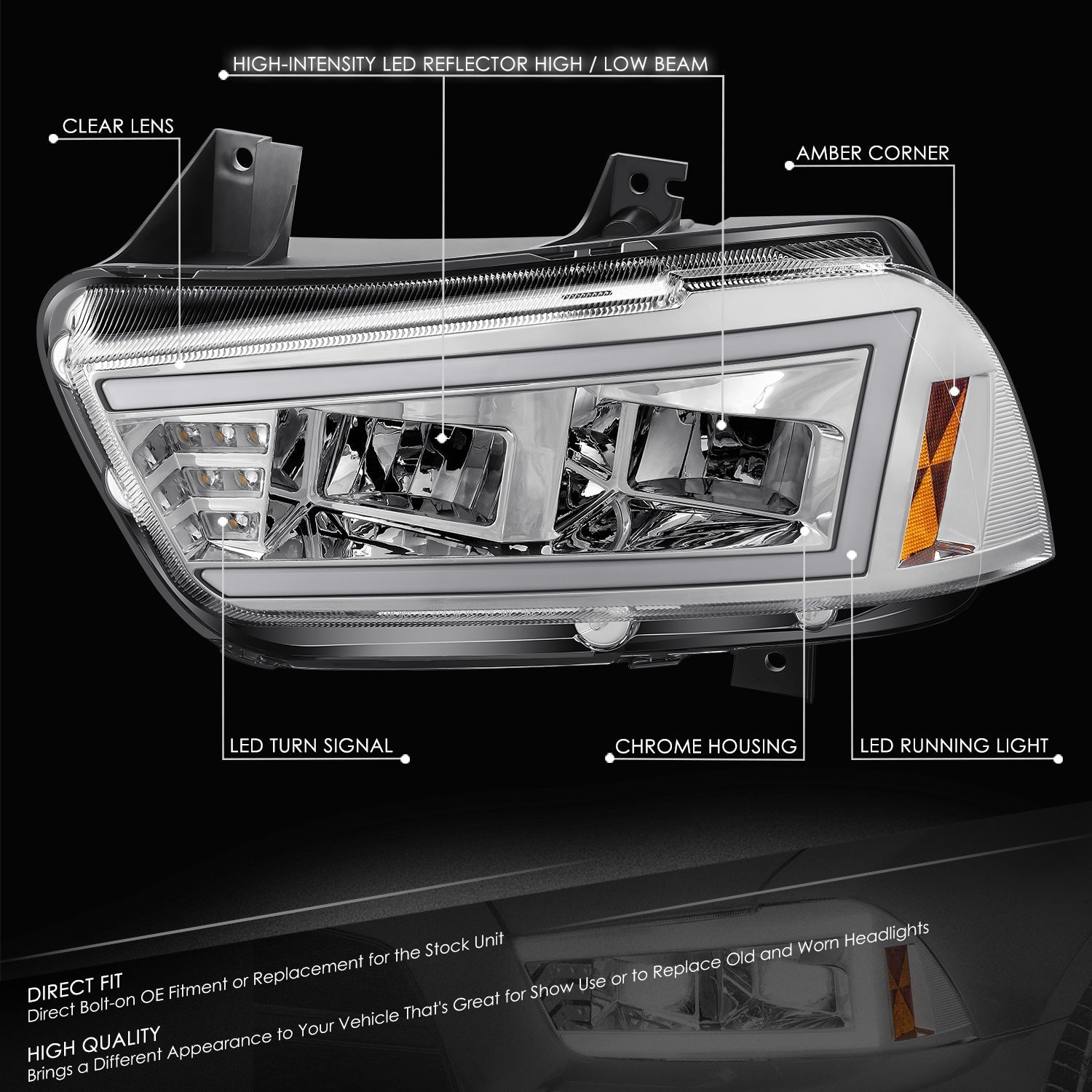 LED DRL Headlights <br>08-14 Dodge Challenger