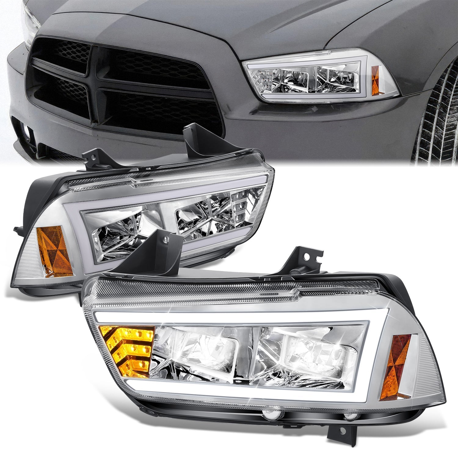 LED DRL Headlights <br>08-14 Dodge Challenger