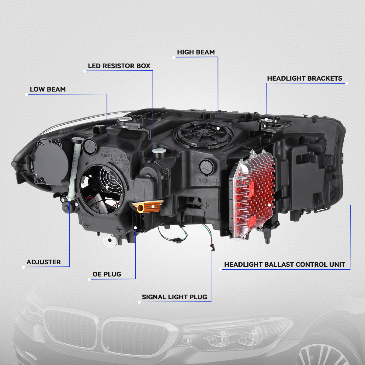 LED DRL Halo Sequential Headlights<br>17-20 BMW 530i 540i / xDrive