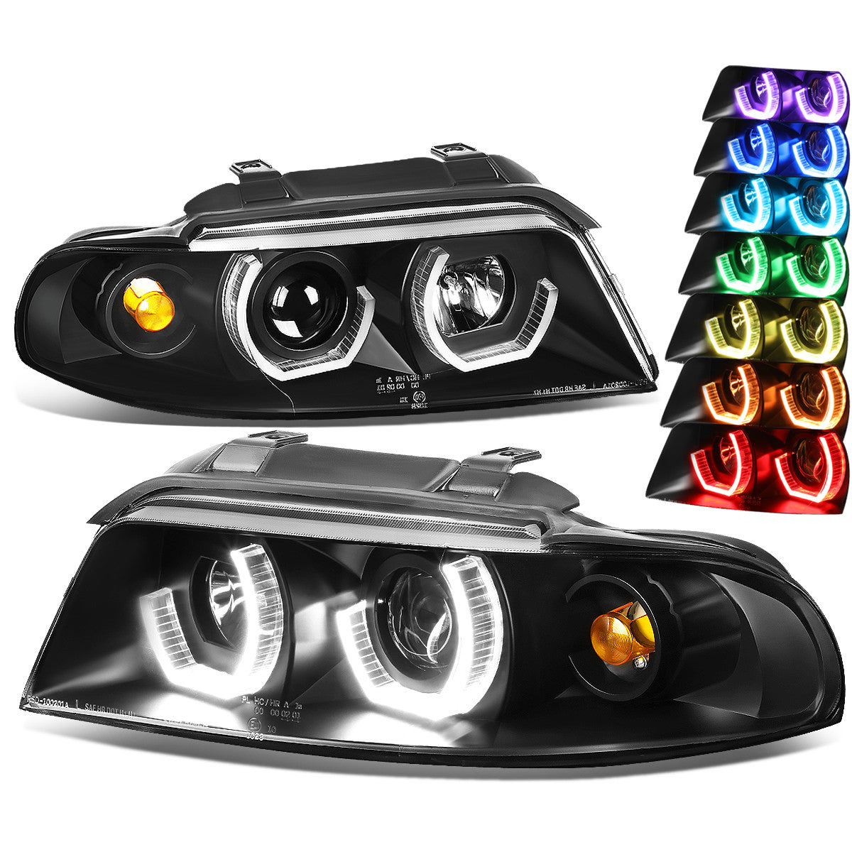 LED DRL Halo Projector Headlights<br>99-01 Audi A4 Quattro