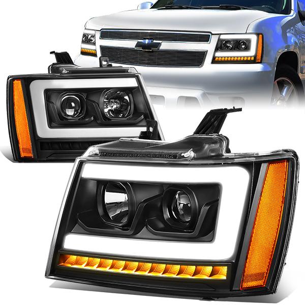 LED DRL Sequential Headlights<br>07-13 Chevy Avalanche Tahoe Suburban 1500 2500