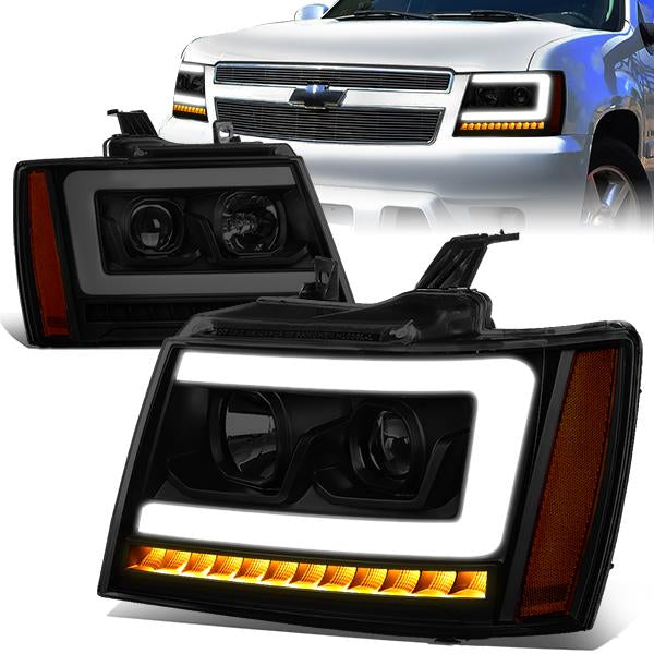 LED DRL Sequential Headlights<br>07-13 Chevy Avalanche Tahoe Suburban 1500 2500