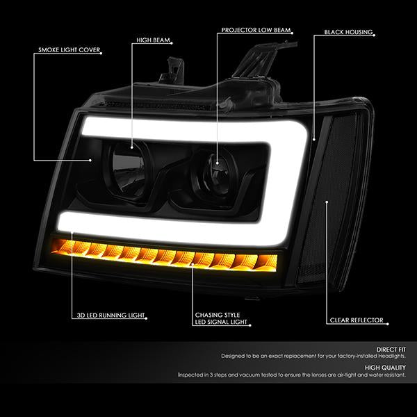 LED DRL Sequential Headlights<br>07-13 Chevy Avalanche Tahoe Suburban 1500 2500