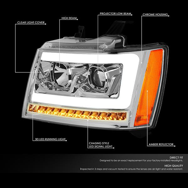 LED DRL Sequential Headlights<br>07-13 Chevy Avalanche Tahoe Suburban 1500 2500