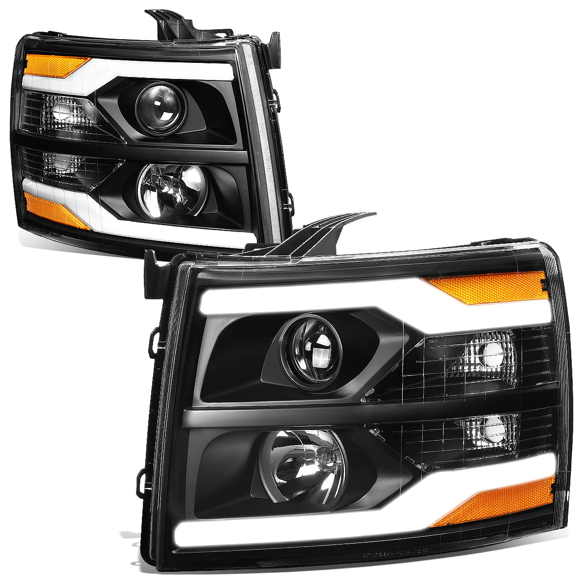 LED DRL Projector Headlights<br>07-13 Chevy Silverado 1500-3500/ HD