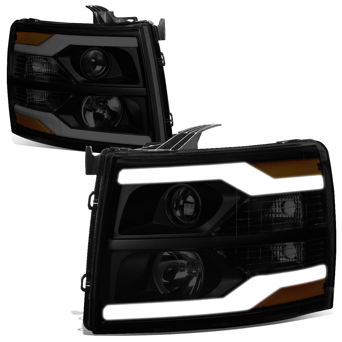 LED DRL Projector Headlights<br>07-13 Chevy Silverado 1500-3500/ HD