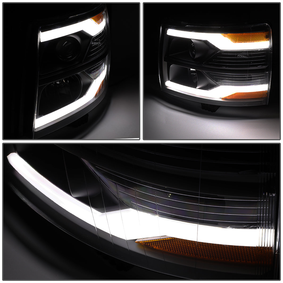 LED DRL Projector Headlights<br>07-13 Chevy Silverado 1500-3500/ HD