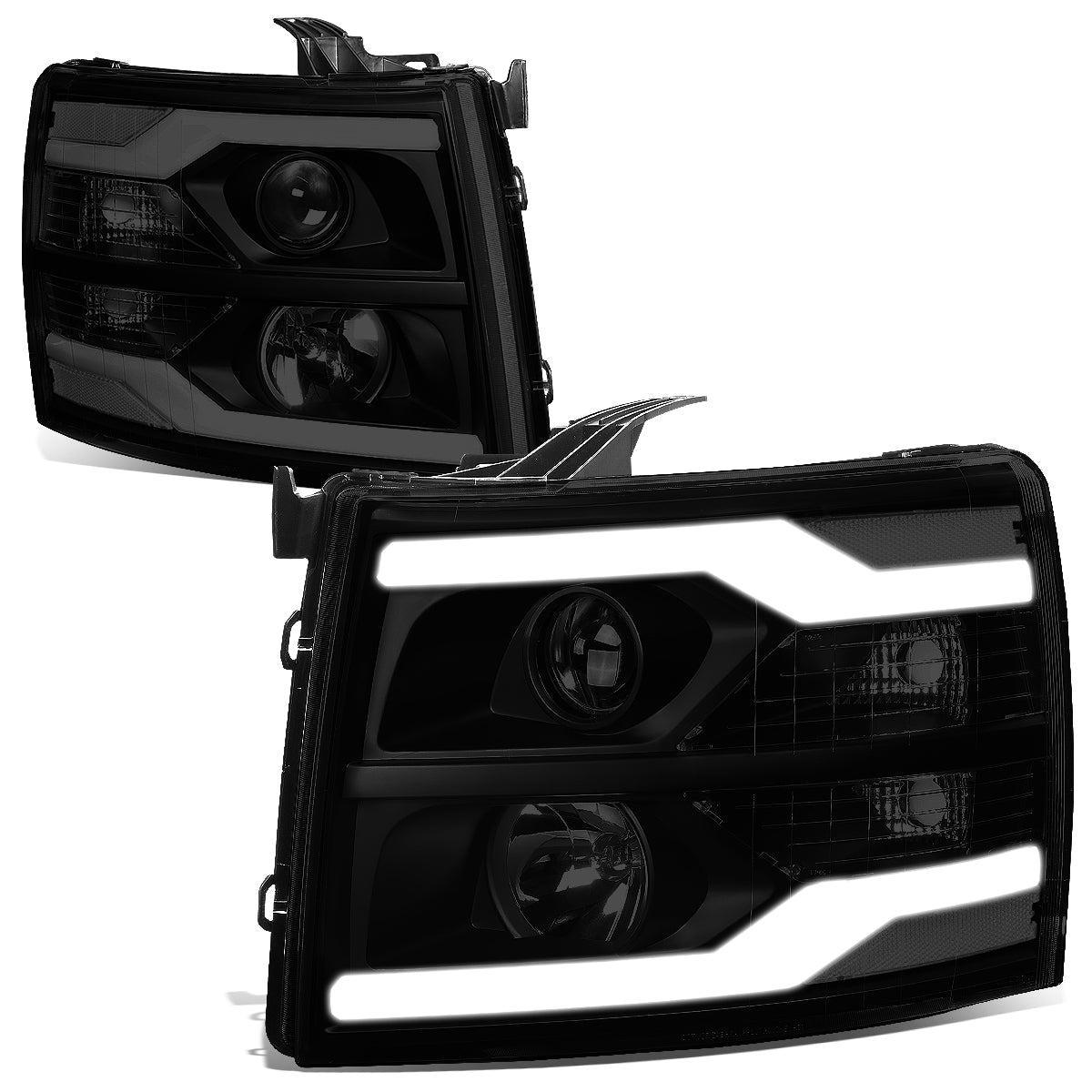 LED DRL Projector Headlights<br>07-13 Chevy Silverado 1500-3500/ HD