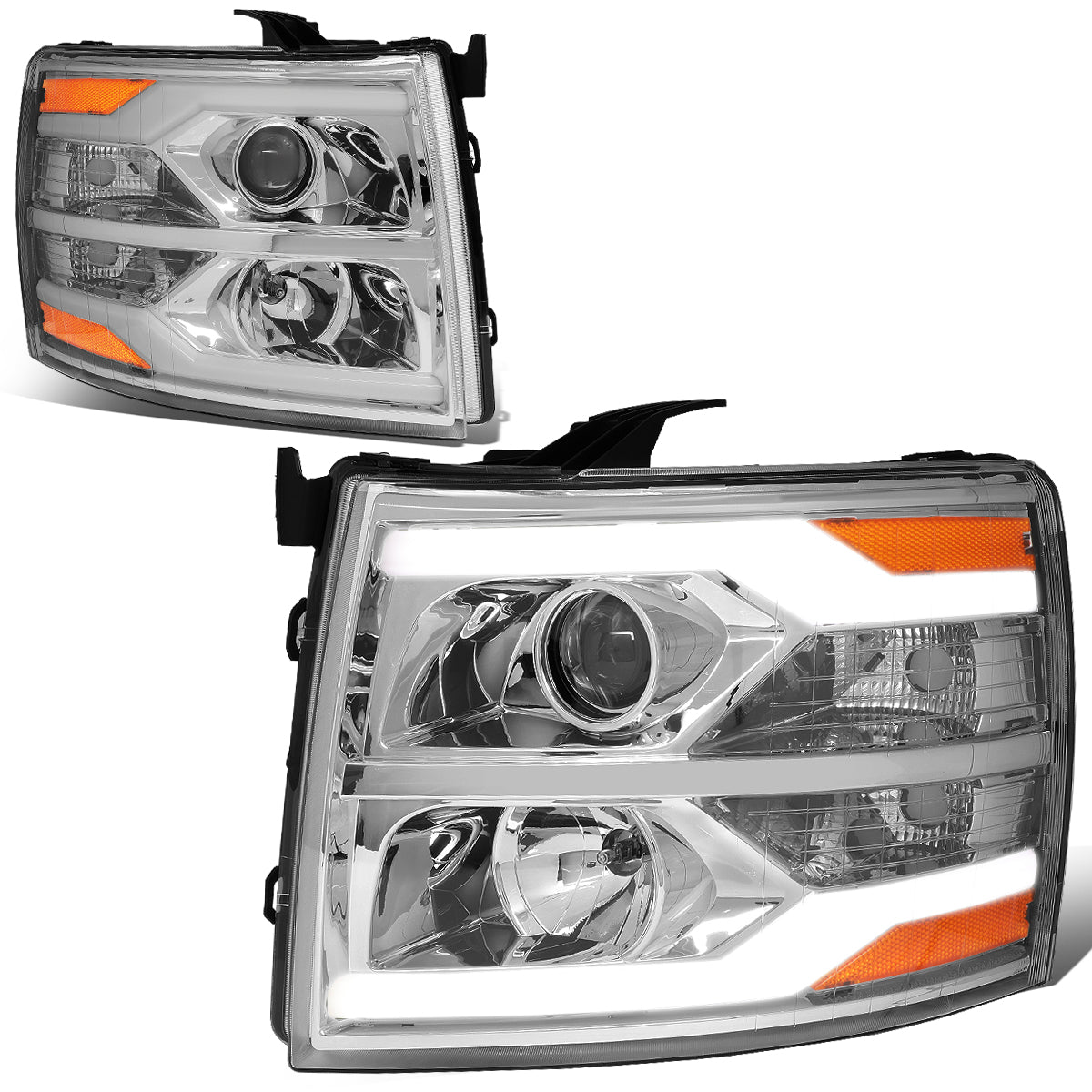 LED DRL Projector Headlights<br>07-13 Chevy Silverado 1500-3500/ HD