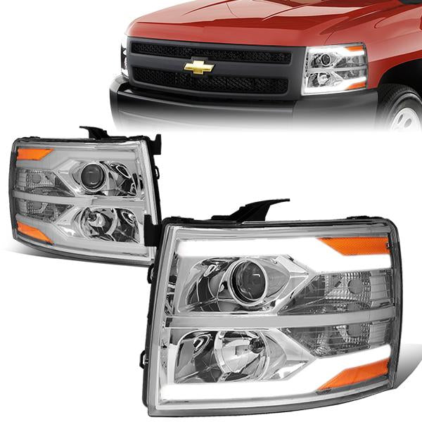 LED DRL Projector Headlights<br>07-13 Chevy Silverado 1500-3500/ HD