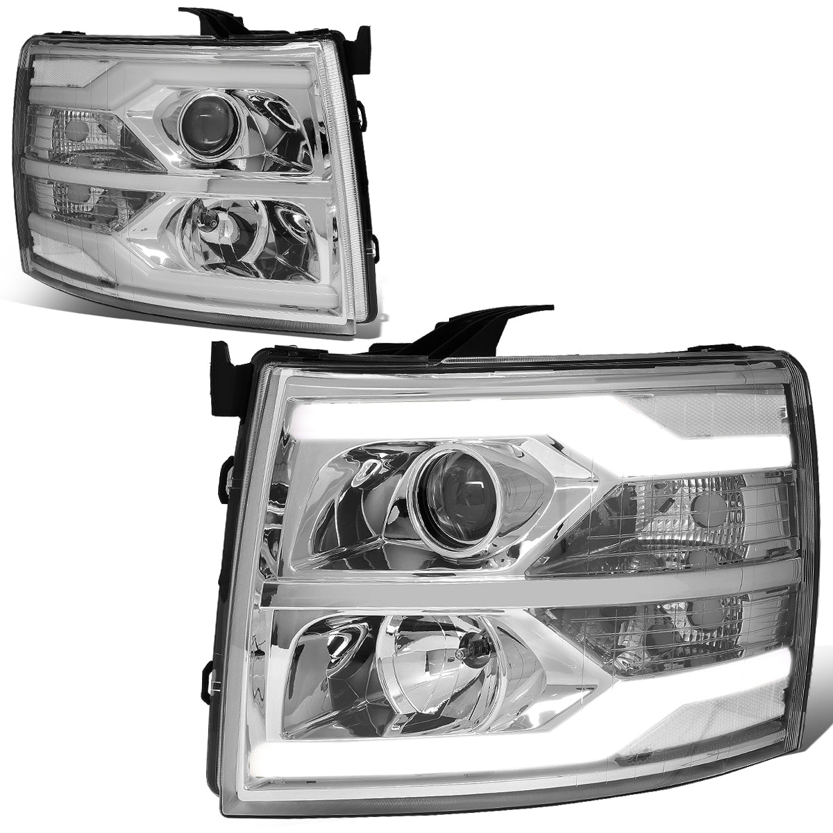 LED DRL Projector Headlights<br>07-13 Chevy Silverado 1500-3500/ HD