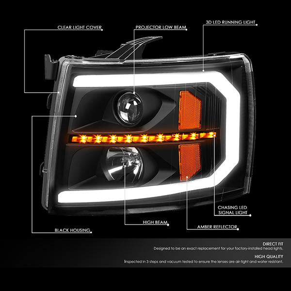 LED DRL Sequential Headlights<br>07-13 Chevy Silverado 1500-3500/ HD