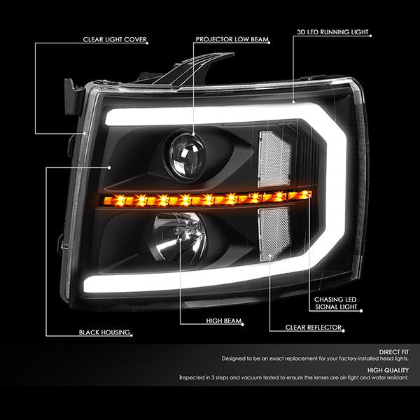 LED DRL Sequential Headlights<br>07-13 Chevy Silverado 1500-3500/ HD