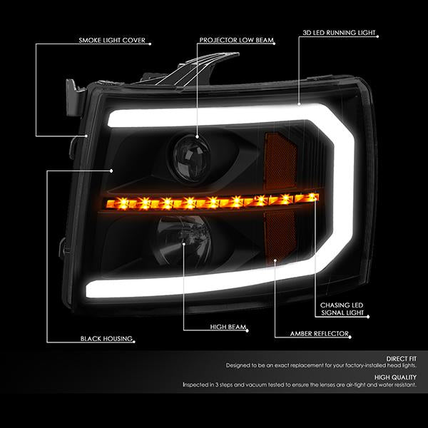 LED DRL Sequential Headlights<br>07-13 Chevy Silverado 1500-3500/ HD