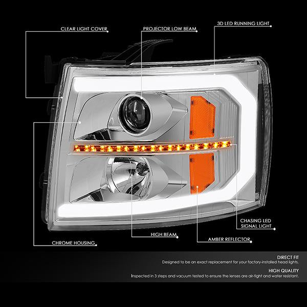 LED DRL Sequential Headlights <br>07-13 Chevy Silverado 1500-3500/ HD