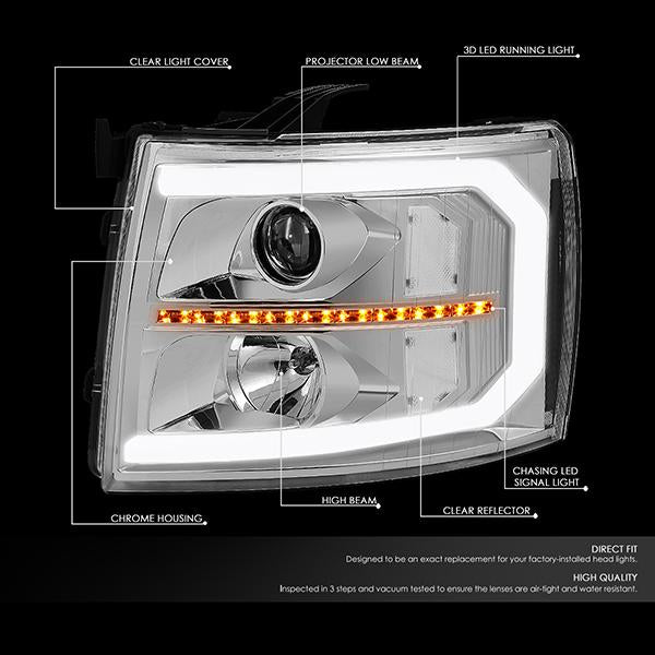 LED DRL Sequential Headlights<br>07-13 Chevy Silverado 1500-3500/ HD